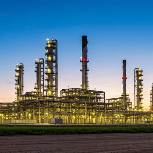 Oil refinery at twilight